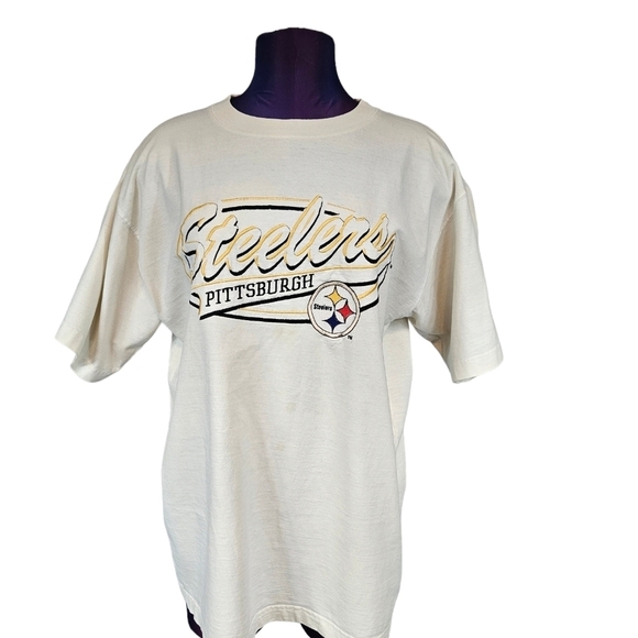 Vintage Logo Athletic Embroidered Pittsburgh Steelers Tee-Shirt Size‎ Medium Q47 - Picture 2 of 12